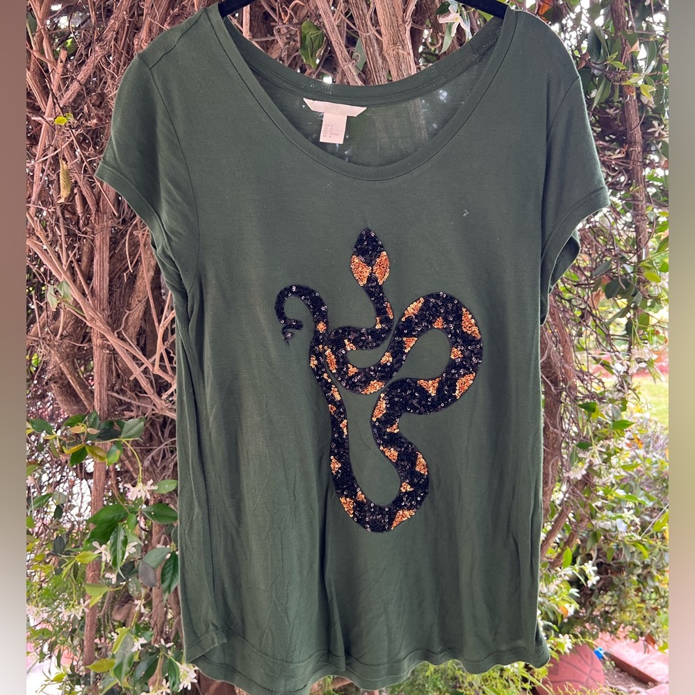 H&M rhinestone snake top